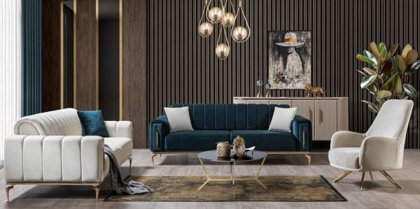Zümrüt Modern Üçlü Koltuk