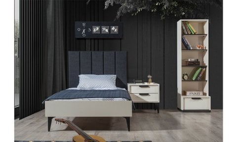 Kolezyum Ay Genç Odası Takımı (3 Kapılı Relekte Dolap, Komodin, 100*200 cm Başlıklı Karyola)