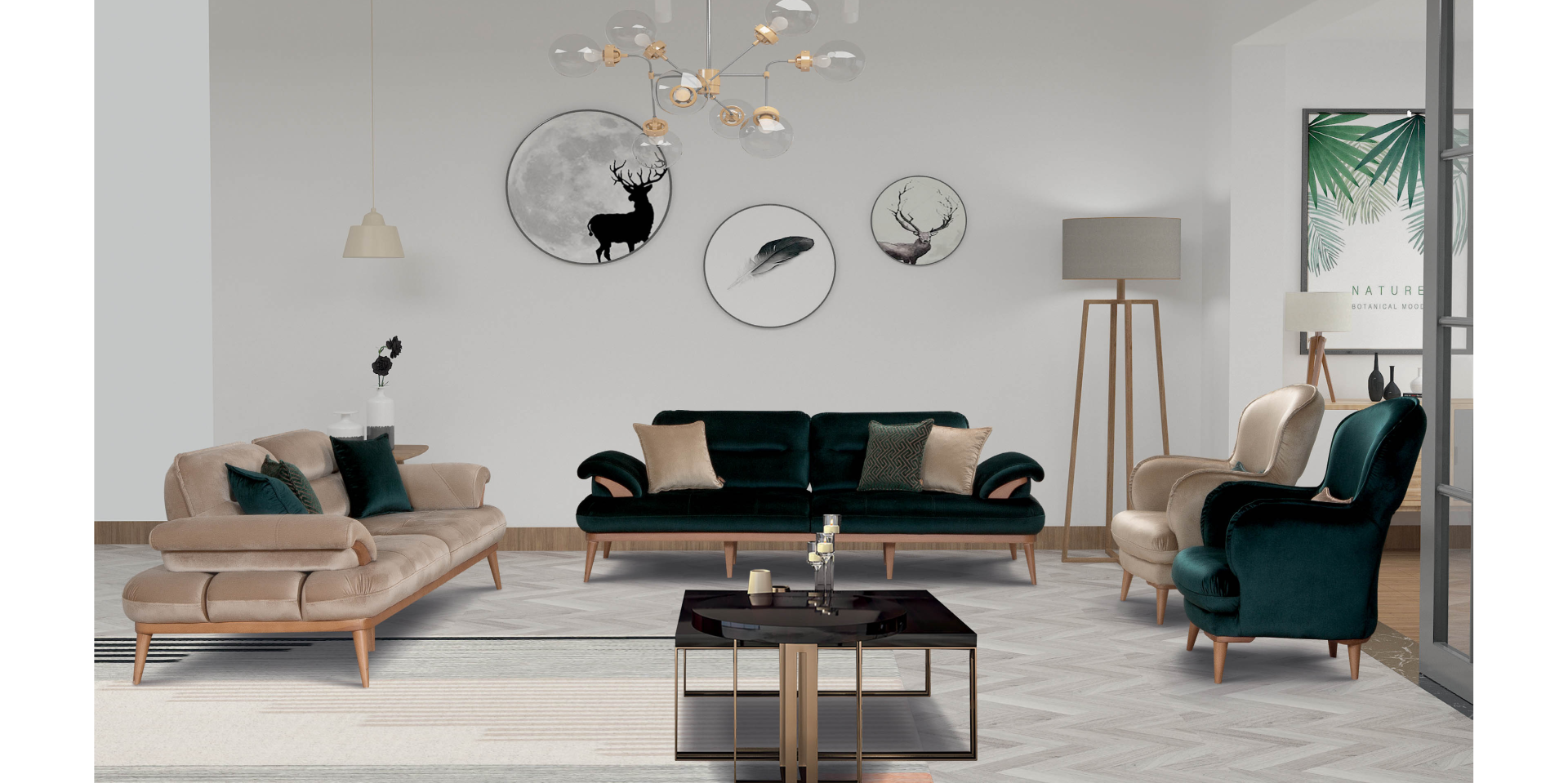 Mahur Koltuk Takımı Yeşilli (3+3+1)