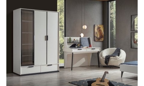 Kolezyum Ay Genç Odası Takımı (3 Kapılı Dolap, Komodin, 100*200 cm Başlıklı Karyola)