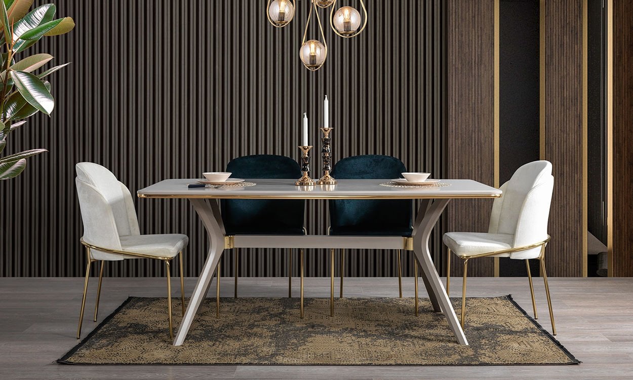 Zümrüt Yemek Masası ve 6 Sandalye