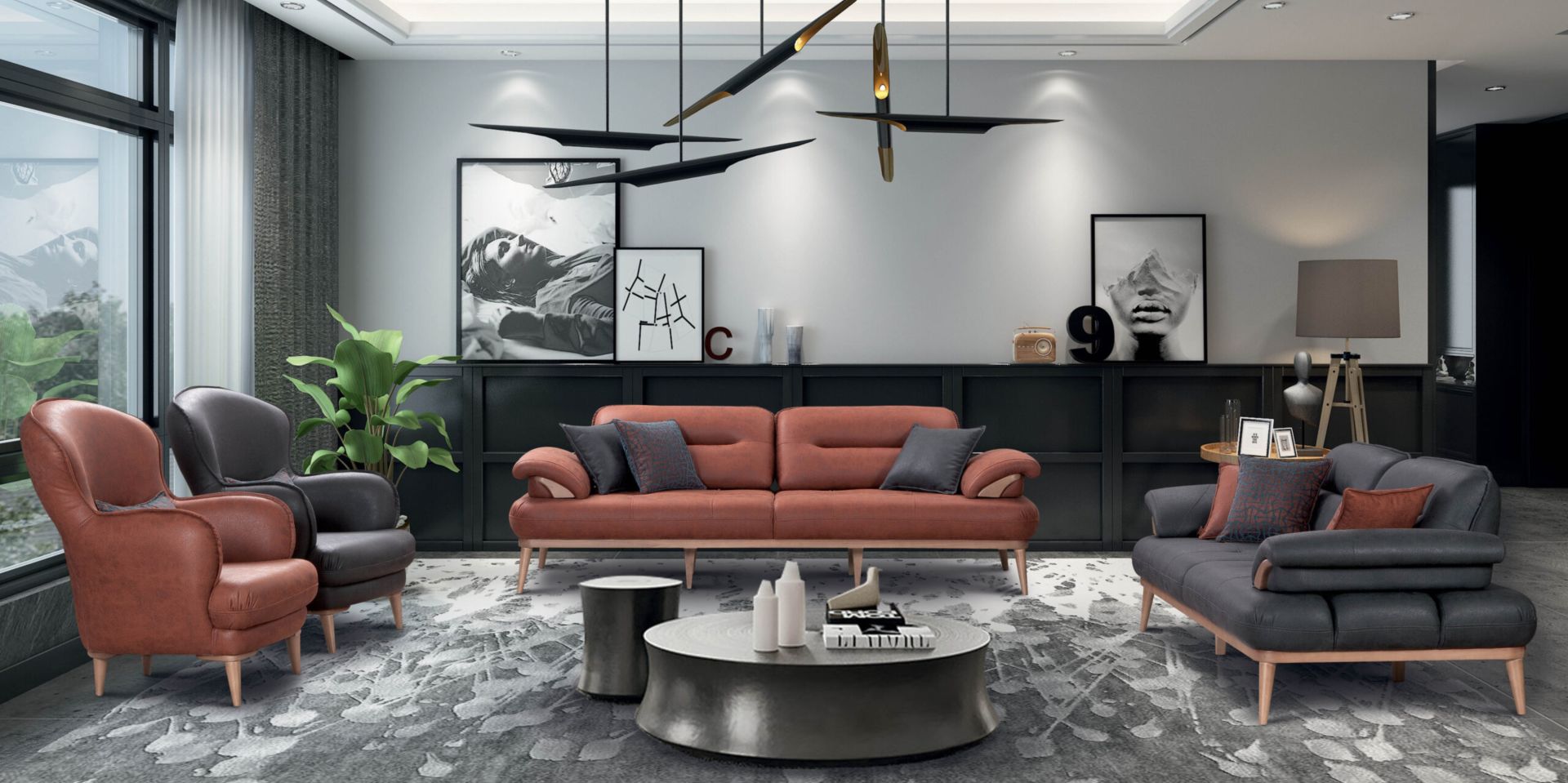 Mahur Koltuk Takımı Bordolu (3+3+1)