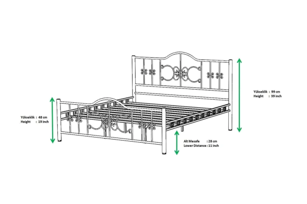 Ayışığı Metal Ferforje Tek Kişilik Karyola 90*200 cm