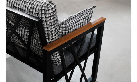 Açelya Keten İkili Koltuk Bahçe Mobilyası (Salon, Balkon, Cafe, Ofis)