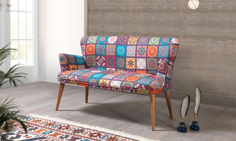 Liya Patchwork  2+1+1+Sehpalı Çay Seti (Balkon, Salon, Ofis, Cafe)