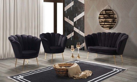 İnci Siyah 2+1+1  Çay Seti (Salon, Balkon, Cafe Ofis)