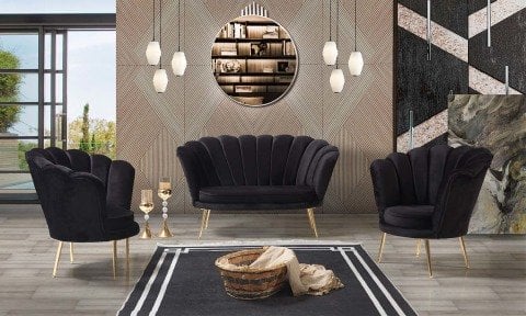 İnci Siyah 2+1+1  Çay Seti (Salon, Balkon, Cafe Ofis)