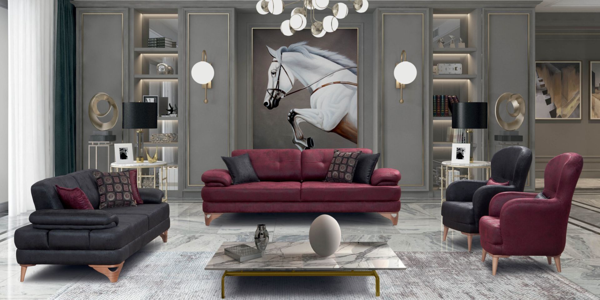 Royal Koltuk Takımı Renkli (3+3+1)