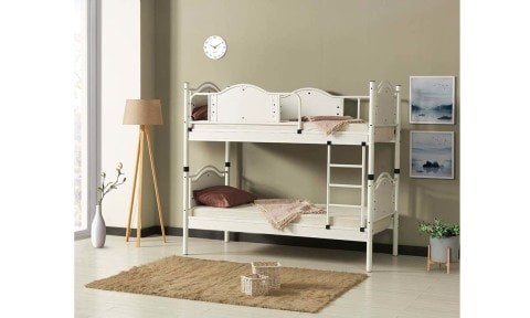 Alara Metal Ahşap Tek Kişilik Ranza 90*200 cm (Krem)