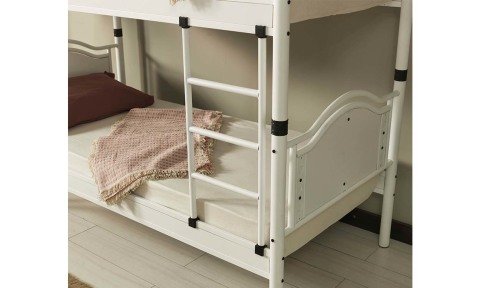 Alara Metal Ahşap Tek Kişilik Ranza 90*200 cm (Krem)