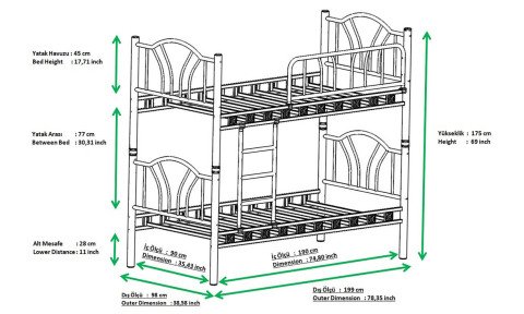 Royal 90*200 cm Tek Kişilik Metal Ferforje Ranza