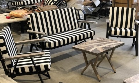 Zebrano Bahçe Mobilyası (Salon, Balkon, Cafe Ofis) 2+1+1+Masa