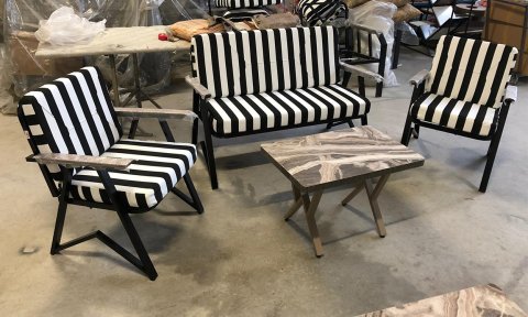 Zebrano Bahçe Mobilyası (Salon, Balkon, Cafe Ofis) 2+1+1+Masa