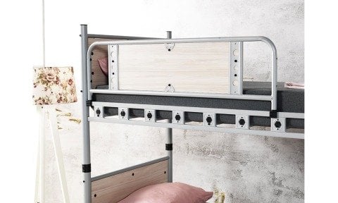 Efes Metal Ahşap Tek Kişilik Ranza 90*200 cm(Krem)