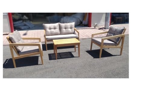 Wood 2+1+1+Sehpa Bahçe Mobilyası (Salon, Balkon, Cafe, Ofis)