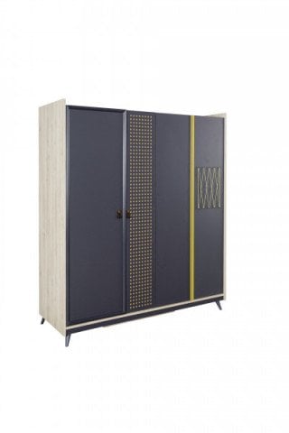 Dark Point Genç Odası Takımı (3 Kapılı Dolap, Karyola, Komodin )