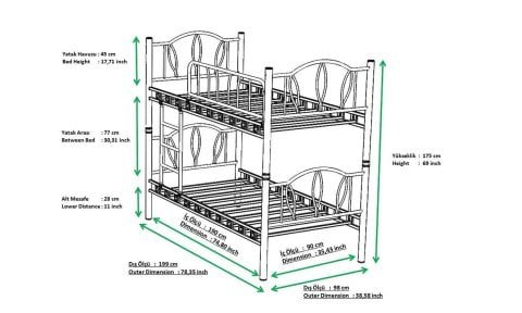 Armas 90*200 cm Tek Kişilik Metal Ferforje Ranza