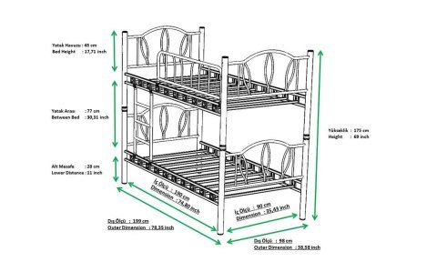 Armas 90*200 cm Tek Kişilik Metal Ferforje Ranza