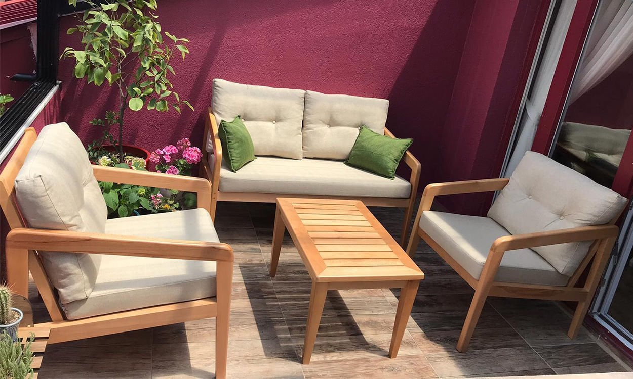 Wood 2+1+1 Bahçe Mobilyası (Salon, Balkon, Cafe, Ofis)