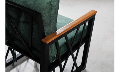 Açelya Yeşil İkili Koltuk Bahçe Mobilyası (Salon,Balkon,Cafe,Ofis)