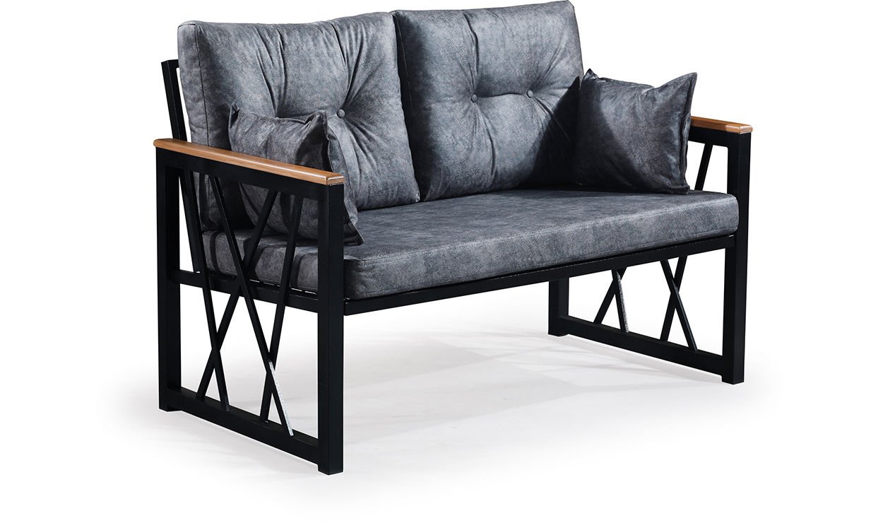 Açelya Gri İkili Koltuk Bahçe Mobilyası (Salon,Balkon,Cafe,Ofis)