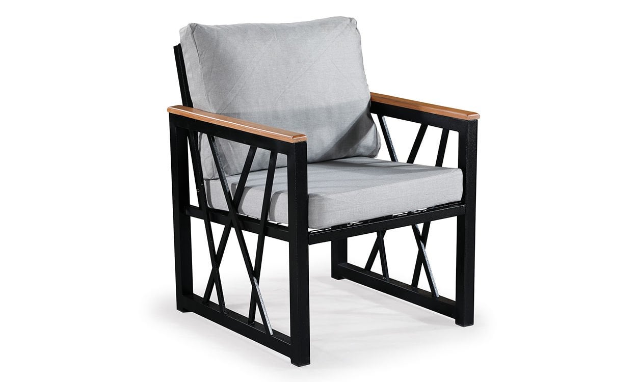 Açelya Açık Gri Tekli Koltuk, Berjer Bahçe Mobilyası (Salon, Balkon, Cafe, Ofis)