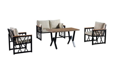 Açelya Krem 2+1+1 Bahçe Mobilyası (Salon,Balkon,Cafe,Ofis)