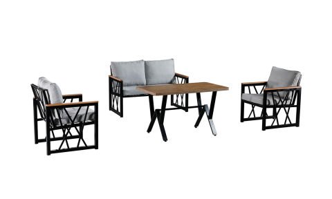 Açelya Açık Gri 2+1+1 Bahçe Mobilyası (Salon,Balkon,Cafe,Ofis)
