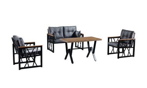 Açelya Gri 2+1+1 Bahçe Mobilyası (Salon,Balkon,Cafe,Ofis)