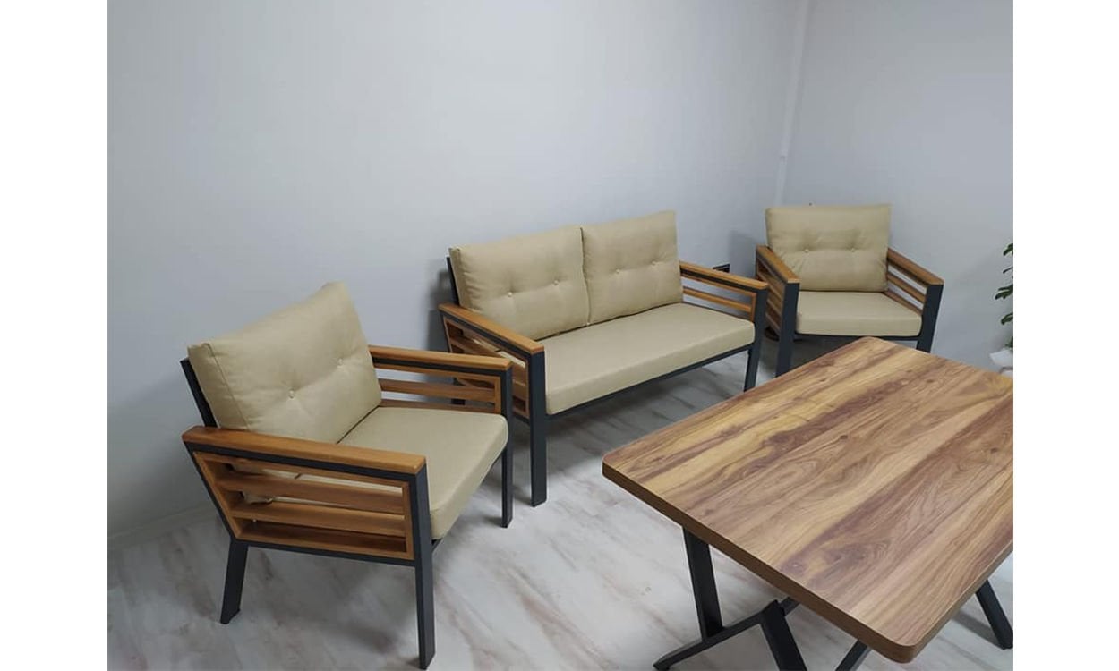 Papatya  Bej 2+1+1 Bahçe Mobilyası (Salon,Balkon,Cafe,Ofis)