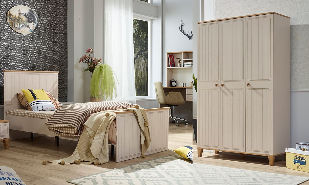 Ege Genç Odası Takımı (3 Kapılı Dolap*Karyola*Komodin)