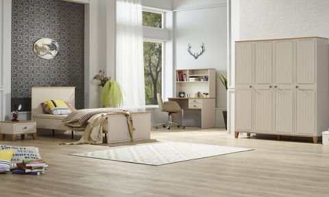 Ege Genç Odası Takımı (4 Kapılı Dolap*Karyola*Komodin)