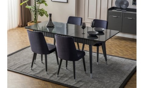 Tesla Antrasit Yemek Odası Takımı