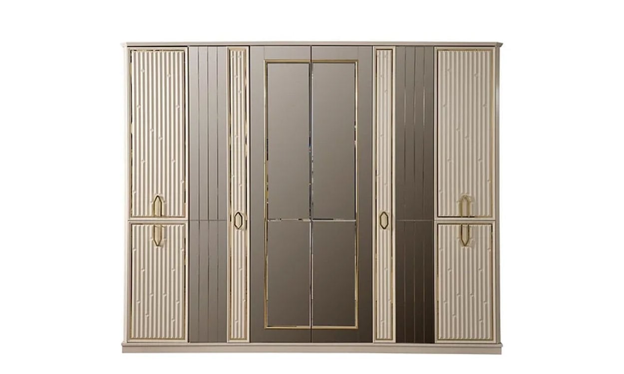 Bahar Yatak Odası 6 Kapaklı Gardırop  (Vizon-Bej)