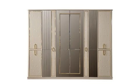 Bahar Yatak Odası 6 Kapaklı Gardırop  (Vizon-Bej)