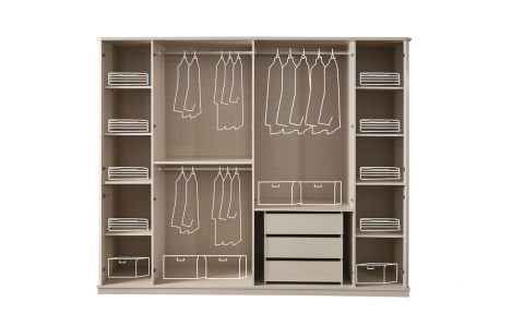 Bahar Yatak Odası 6 Kapaklı Gardırop  (Vizon-Bej)