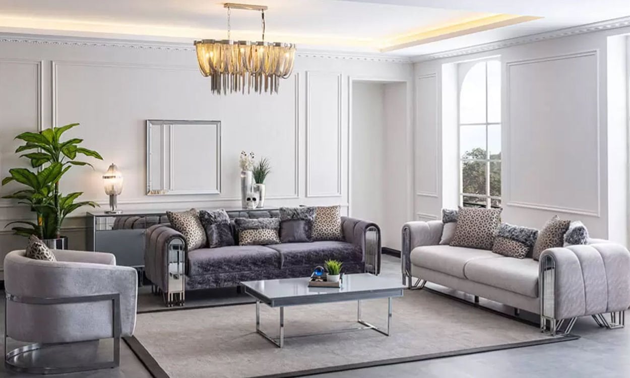 Solo Gümüş Modern Koltuk Takımı (3+3+1+1)