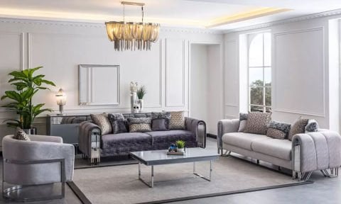 Solo Gümüş Modern Koltuk Takımı (3+3+1+1)