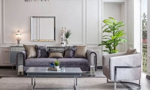 Solo Gümüş Modern Koltuk Takımı (3+3+1+1)