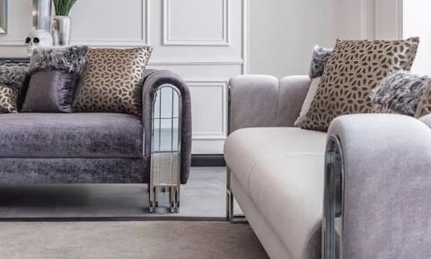 Solo Gümüş Modern Üçlü Koltuk