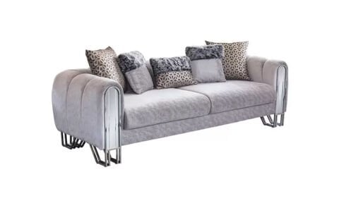 Solo Gümüş Modern Üçlü Koltuk