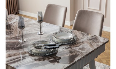 Tesla Cappucino Yemek Masası ve 6 Sandalye