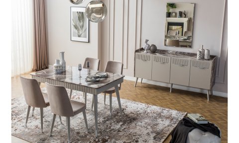 Tesla Cappucino Yemek Masası ve 6 Sandalye