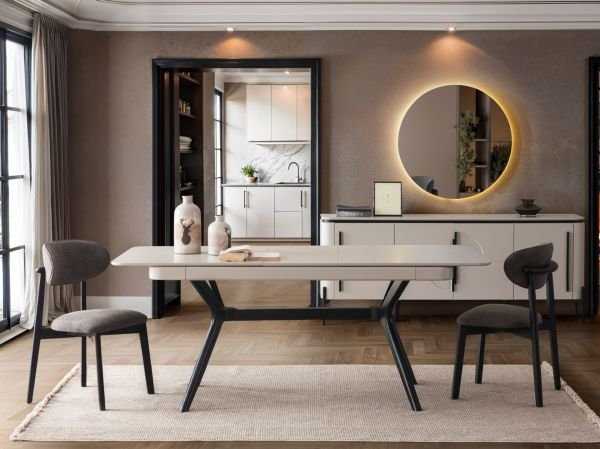 Elit Sis Gri Yemek Odası Takımı