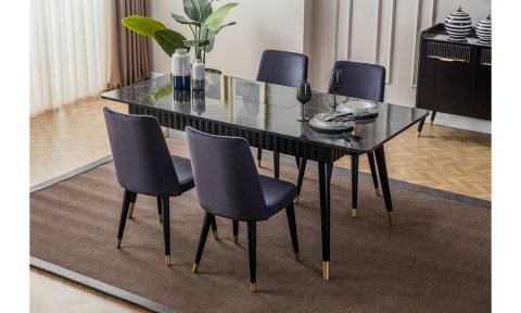 Tesla Siyah Yemek Odası Takımı