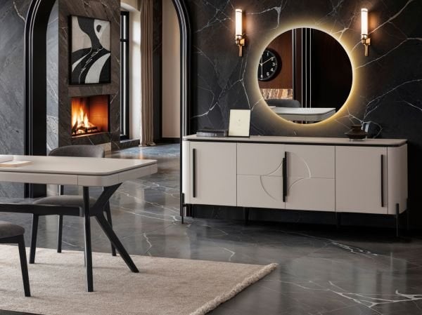 Elit Sis Gri Yemek Odası (Konsol)