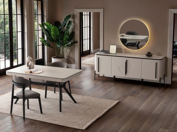 Elit Sis Gri Yemek Odası (Konsol)