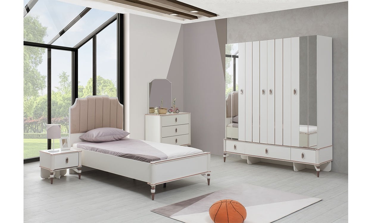 Lora Genç Odası Takımı (4 Kapılı Dolap*Karyola*Komodin)