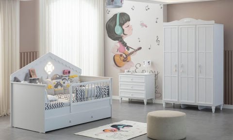 Royal Çocuk Odası Takımı (3 Kapılı Dolap *90x190 Montessori* Şifonyer)