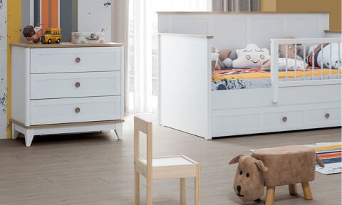 Lora Çocuk Odası Takımı (3 Kapılı Dolap *90x190 Montessori* Şifonyer)